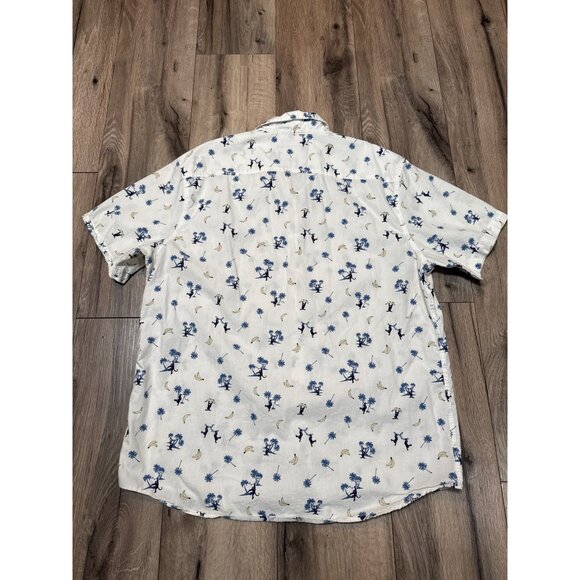 American Rag X-Large White All Over Tropical Monkey & Banana SS Shirt 100% Cotto - Picture 7 of 8
